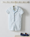 Baby's Twill Summer Romper, Periwinkle Stripe