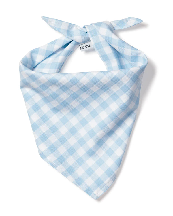 Dog Twill Bandana, Blue Gingham