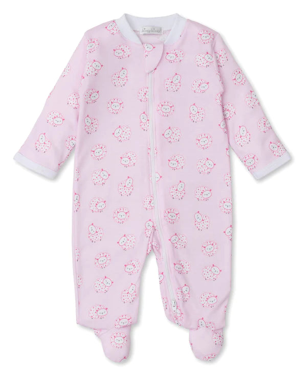 Fleecy Sheep Footie with Zip, Pink