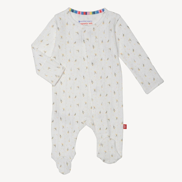 Floral Organic Cotton Pointelle Magnetic Parent Fav Footie