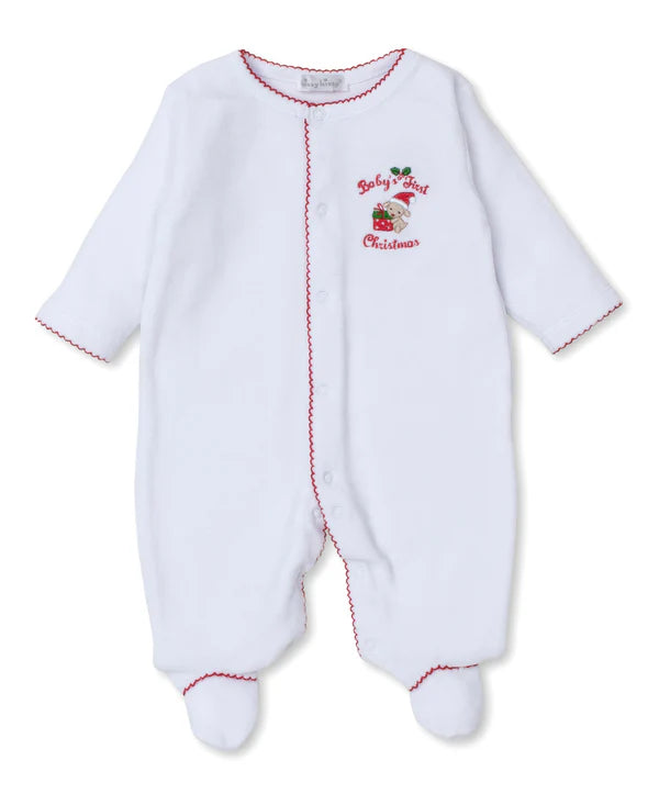 Baby's First Christmas 24 White Velour Footie