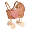 Handcrafted Les Petits Wicker Pram with Knitted Blanket