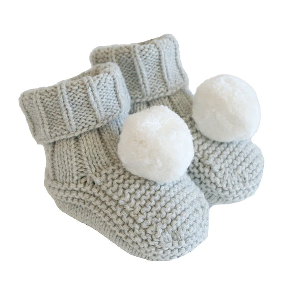 Pom Pom Baby Socks, Grey