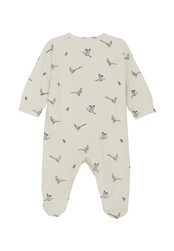 Romper with Feet, All-Over-Print, White Cap Gray