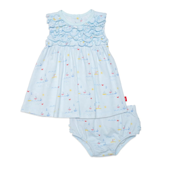 Sail-ebrate Good Times Modal Magnetic Little Baby Dress + Diaper Cover Set