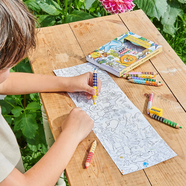 Mini Mural with Double-Sided Color Pencils, Wild Animals