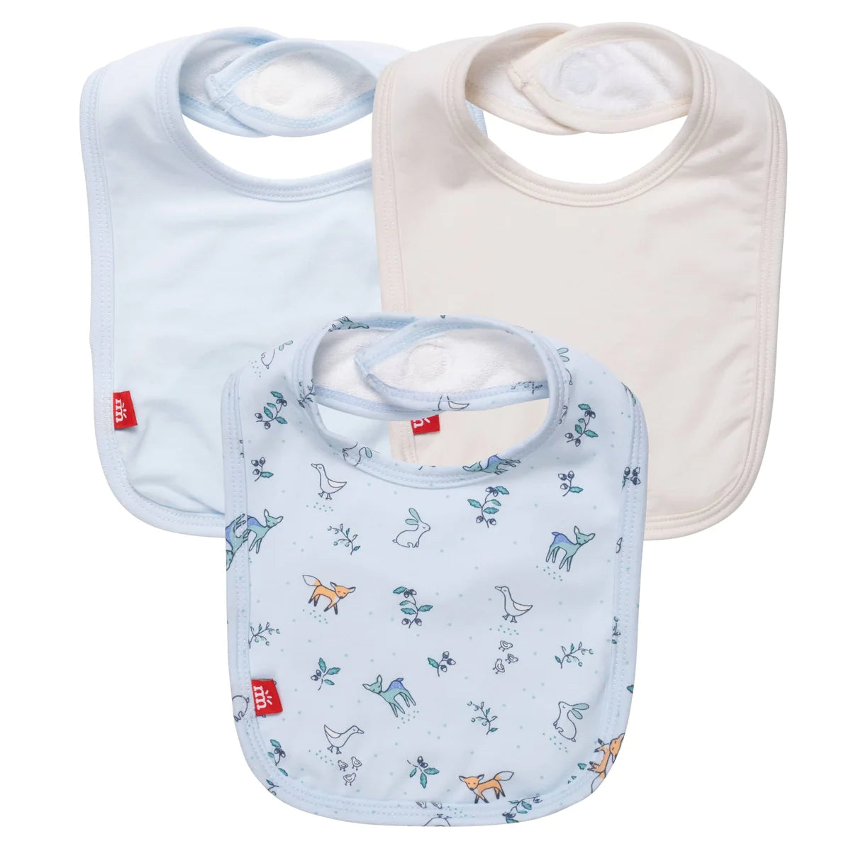 Woodsy Tale Modal Magnetic Bibs, 3PK - Blue