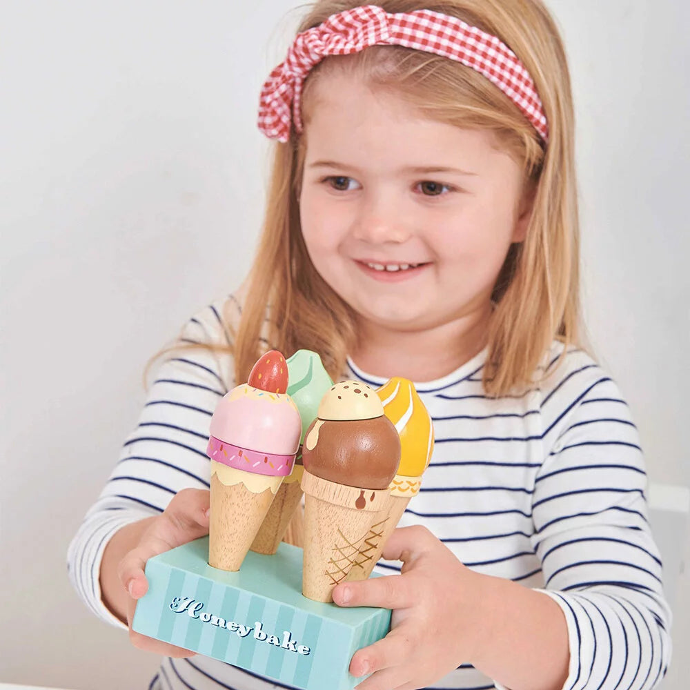 Wooden Ice Cream Cones Set